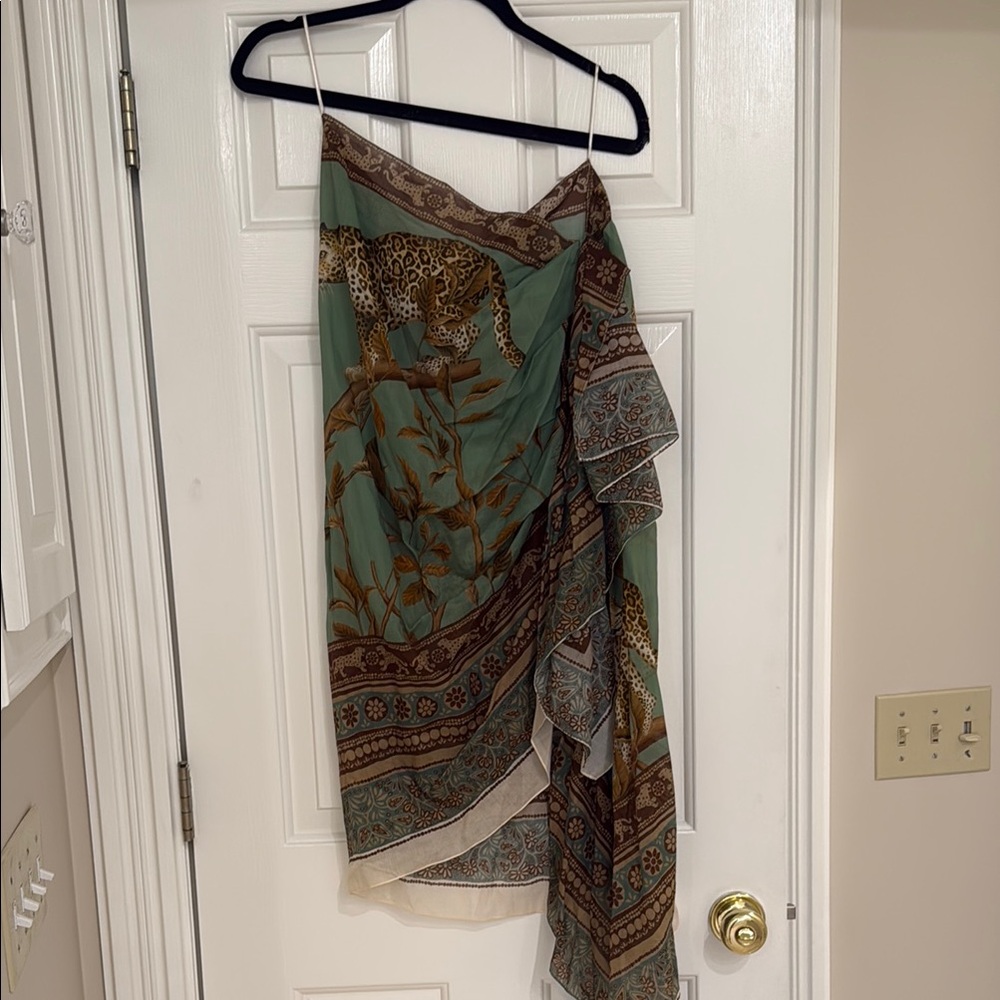 Johanna Ortiz 6 Elegant Green Leopard Print skirt or sarong